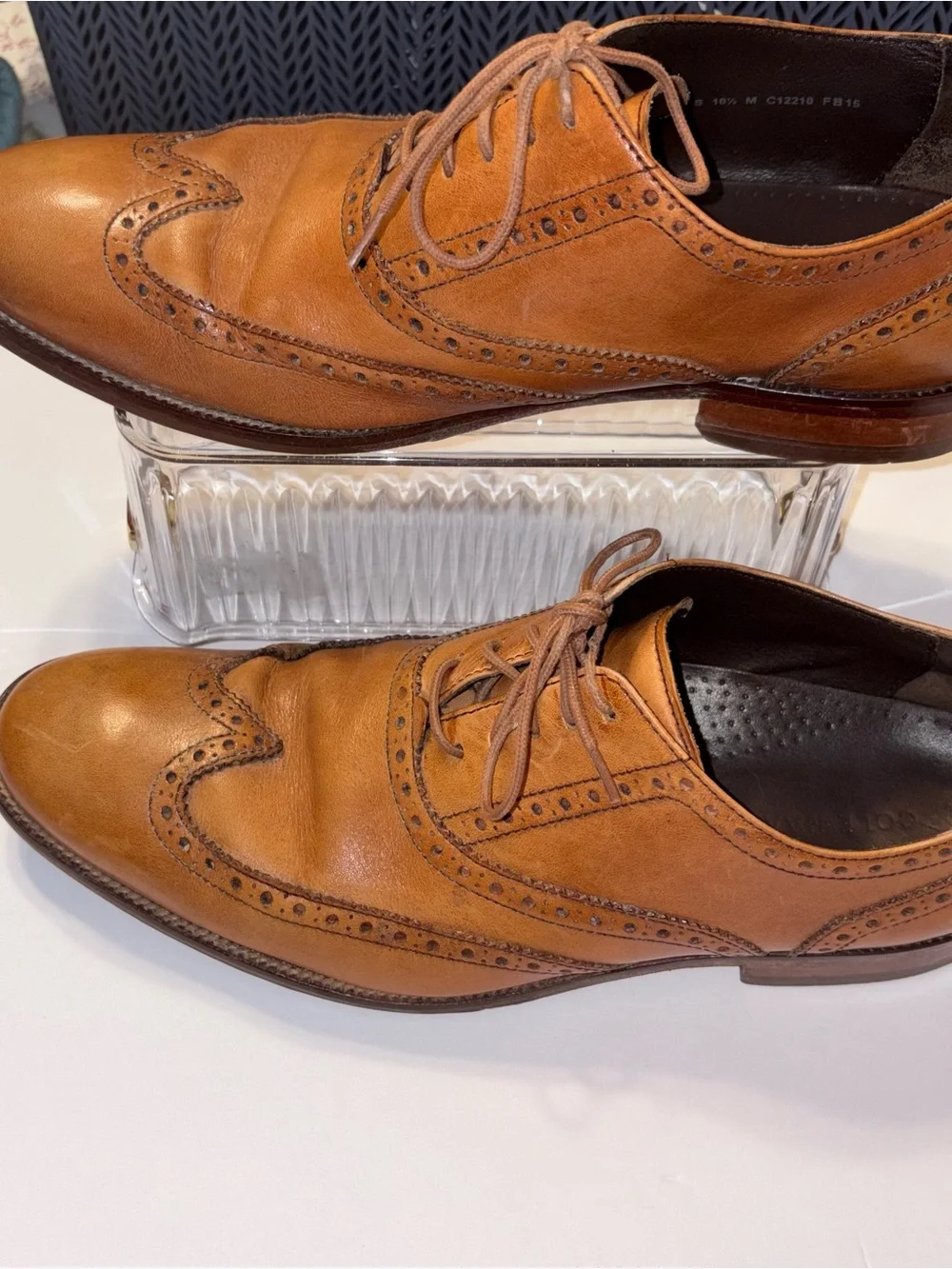 Cole Haan Men's Tan Leather Wingtip Dress Shoes